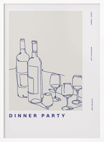 Wine Night Sketch | Poster - White Frame Interior