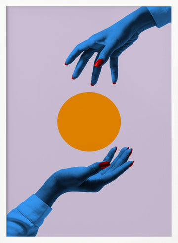 Vibrant Hands Orange Circle | Poster - White Frame Interior