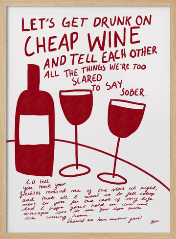 Cheap Wine | Poster - Wood Frame Interior