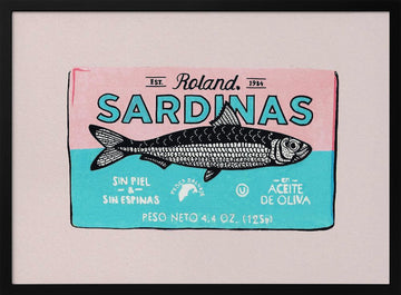 Vintage Sardine Art | Poster - Black Metal Frame Interior