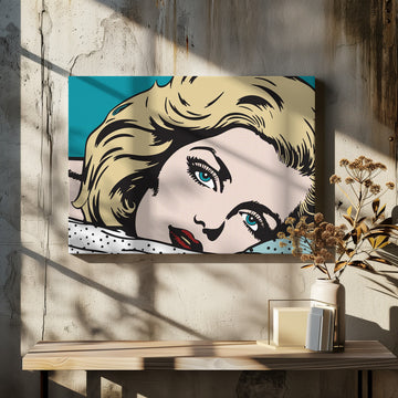Pensive Pop Art Woman | Canvas - Room Interior 2