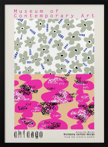 Vibrant Abstract Flowers | Poster - Black Metal Frame Interior