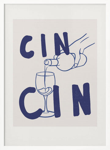 Cheers in Blue | Poster - White Frame Interior