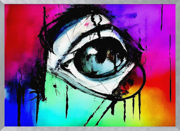 Intense Rainbow Eye | Poster - Silver Frame Interior