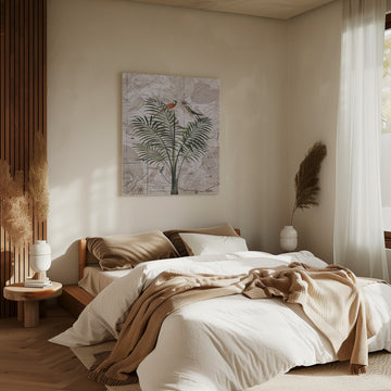Tropical Birds on Vintage Map | Canvas - Room Interior 2