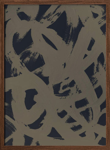 Abstract Brush Strokes 399Y | Poster - Walnut Frame Interior