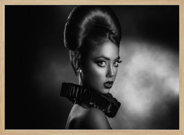 Sophisticated Noir Portrait | Poster - Wood Frame Interior