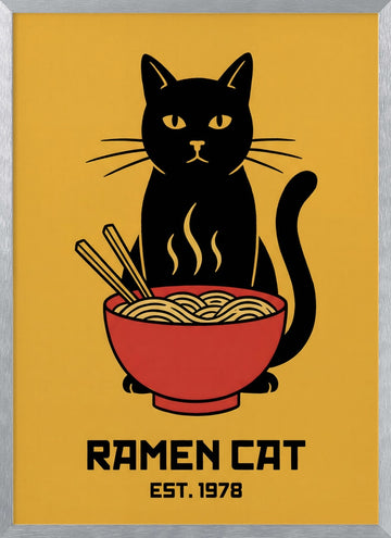 Ramen Cat | Poster - Silver Frame Interior