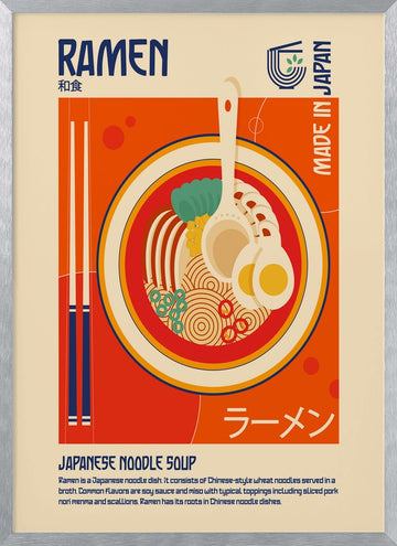 Classic Japanese Ramen | Poster - Silver Frame Interior
