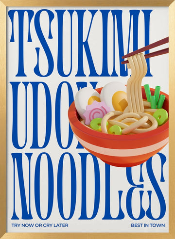 Tsukimi Udon Noodles | Poster - Gold Frame Interior