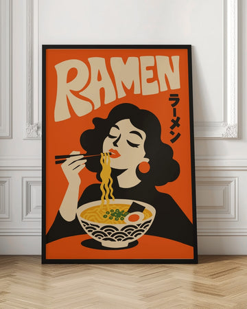 Woman Eating Ramen | Poster - Room Interior 1