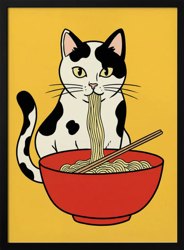 Ramen Cat | Poster - Black Metal Frame Interior