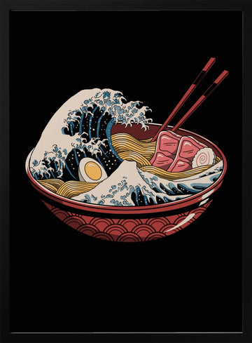 Great Ramen Wave | Poster - Black Metal Frame Interior
