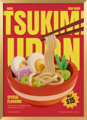 Delicious Japanese Udon | Poster - Gold Frame Interior