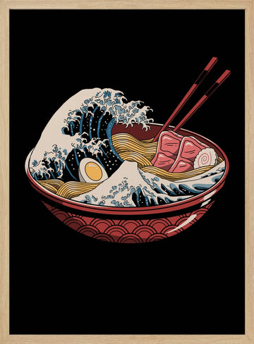 Great Ramen Wave | Poster - Wood Frame Interior
