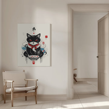 Samurai Spirit Cat | Canvas - Room Interior 1