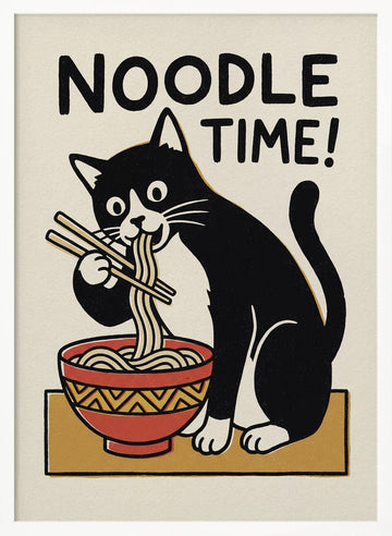 Noodle Time Cat | Poster - White Frame Interior