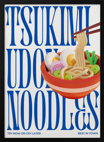 Tsukimi Udon Noodles | Poster - Black Metal Frame Interior