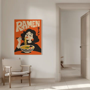 Woman Eating Ramen | Canvas - Room Interior 1