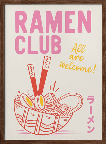 Ramen Club Welcome | Poster - Walnut Frame Interior