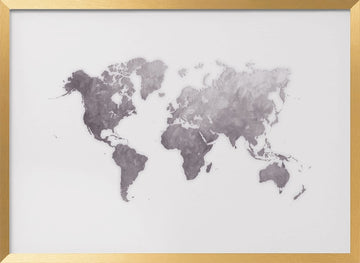 Textured World Map | Poster - Gold Frame Interior