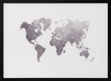 Textured World Map | Poster - Black Metal Frame Interior