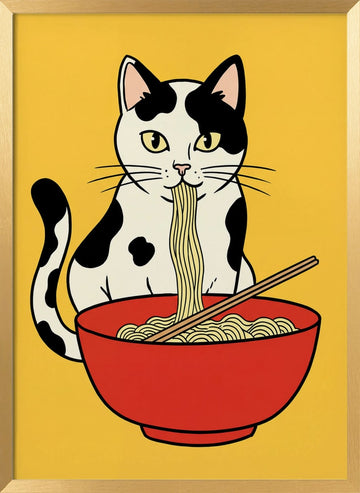 Ramen Cat | Poster - Gold Frame Interior
