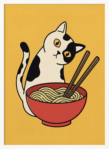Curious Cat Ramen | Poster - White Frame Interior