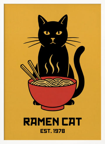 Ramen Cat | Poster - White Frame Interior