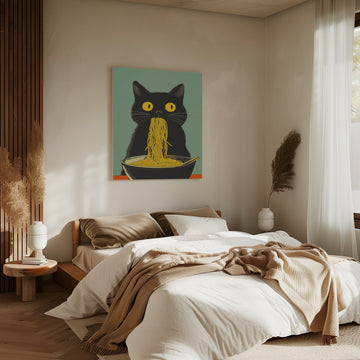 Black Cat Noodle Feast | Canvas - Room Interior 2