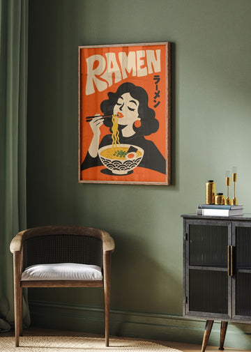 Woman Eating Ramen | Poster - Room Interior 2
