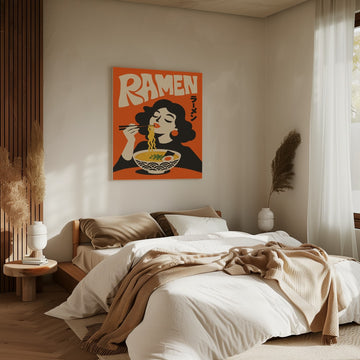 Woman Eating Ramen | Canvas - Room Interior 2