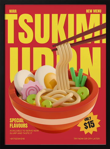 Delicious Japanese Udon | Poster - Black Metal Frame Interior