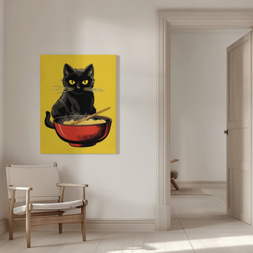 Black Cat Ramen Bowl | Canvas - Room Interior 1