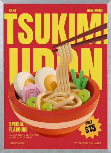 Delicious Japanese Udon | Poster - Silver Frame Interior