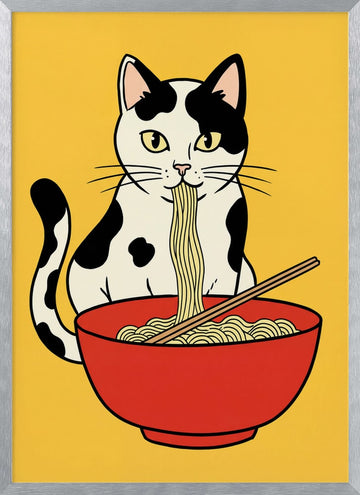 Ramen Cat | Poster - Silver Frame Interior