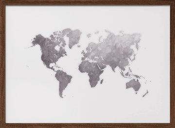 Textured World Map | Poster - Walnut Frame Interior