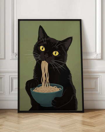 Black Cat Noodle Feast | Poster - Room Interior 1