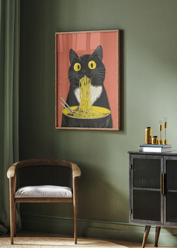 Slurping Cat Noodles | Poster - Room Interior 2