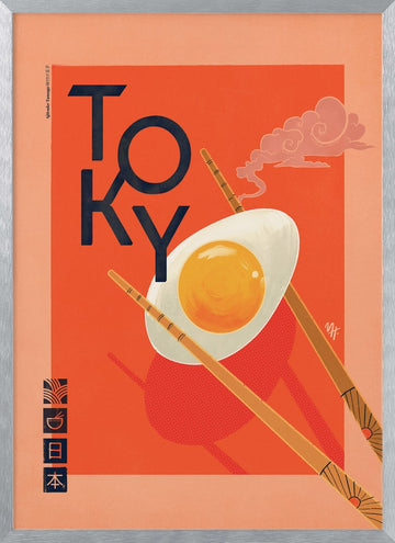 Tokyo Ramen Egg | Poster - Silver Frame Interior