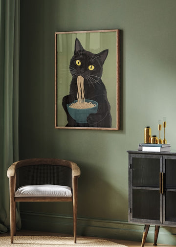 Black Cat Noodle Feast | Poster - Room Interior 2