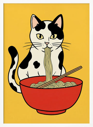 Ramen Cat | Poster - White Frame Interior