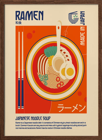 Classic Japanese Ramen | Poster - Walnut Frame Interior