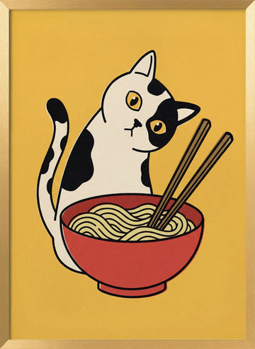 Curious Cat Ramen | Poster - Gold Frame Interior