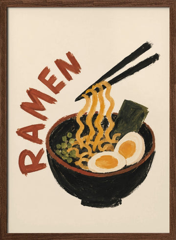 Japanese Ramen Noodles | Poster - Walnut Frame Interior