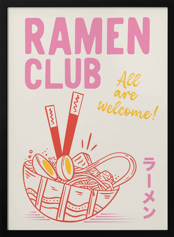 Ramen Club Welcome | Poster - Black Metal Frame Interior