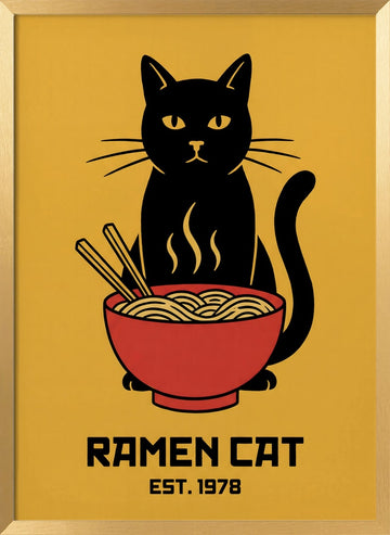 Ramen Cat | Poster - Gold Frame Interior