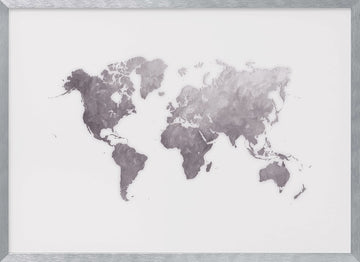 Textured World Map | Poster - Silver Frame Interior