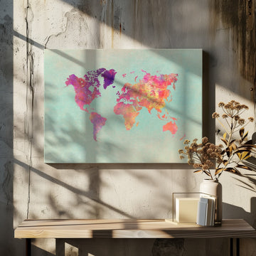 Colorful World Map | Canvas - Room Interior 2