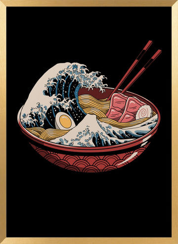 Great Ramen Wave | Poster - Gold Frame Interior
